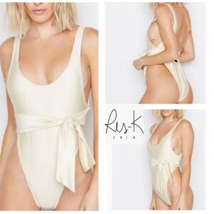 NWT RIS-K Super Sexy Hi-Cut Cheeky One Piece-Nude Size XS
